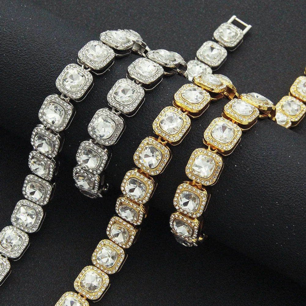 luckacco hnsp 12mm ice chain necklace bracelet for men women neck hip hop tennis chain jewelry accessories