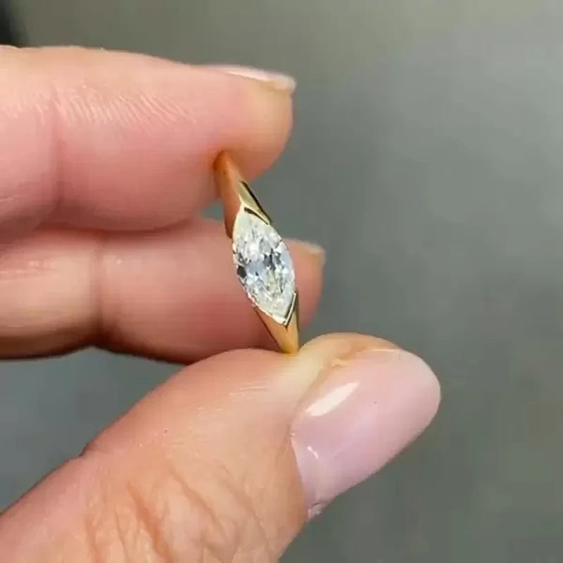 luckacco daily picks geometric shaped women rings with marquise cubic zirconia exquisite female accessories for wedding party fashion jewelry