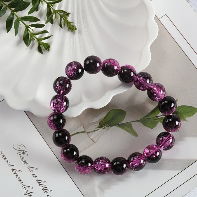 luckacco shinning crystal beads elastic bracelet korean style colorful crystal glass beaded bracelet bangles for women