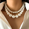Luckacco 2 Women's European And American Trendy Double Row Large Pearl Necklaces For Outdoor Travel Parties, Holiday Gifts -802057