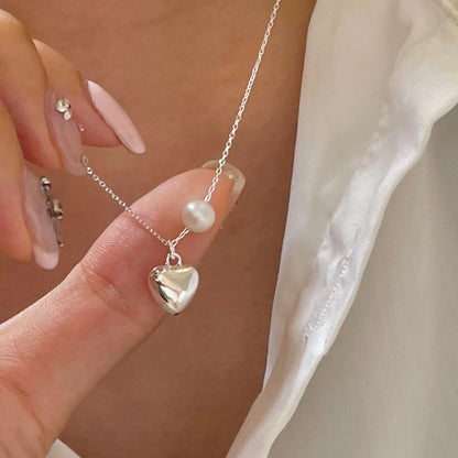 Luckacco New Trendy Fashion 925 Silver Pearl Simple Elegant Thin Chain Pendant Necklace for Women Girl Jewelry Dropship