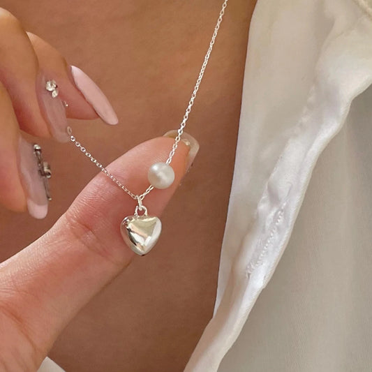 Luckacco New Trendy Fashion 925 Silver Pearl Simple Elegant Thin Chain Pendant Necklace for Women Girl Jewelry Dropship