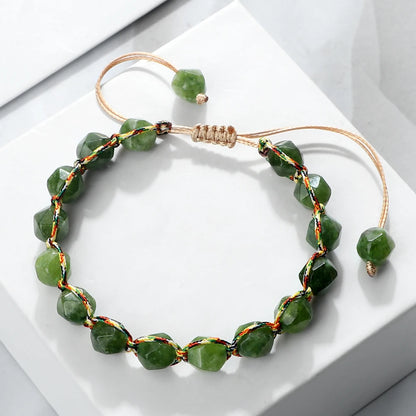 Luckacco Irregular Cut Surface Beads Bracelet Trendy Adjustable Natural Tiger Eye Amethyst Pink Quartz Beaded Bracelets for Women Jewelry