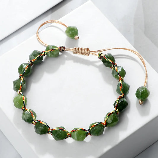 Luckacco Irregular Cut Surface Beads Bracelet Trendy Adjustable Natural Tiger Eye Amethyst Pink Quartz Beaded Bracelets for Women Jewelry