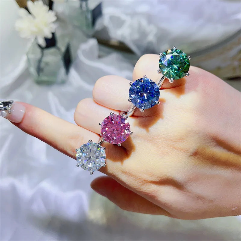 luckacco solitaire 5ct d color moissanite diamond ring real 925 sterling silver party wedding band rings for women men engagement jewelry