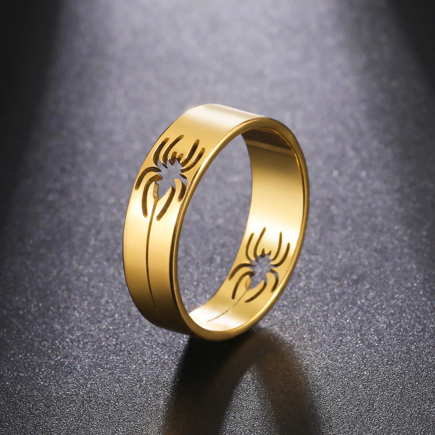luckacco skyrim stainless steel spider ring for men women 6mm wide finger rings 2025 hip hop punk jewelry birthday gift for lover friend