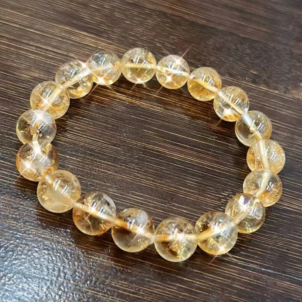 luckacco 10-11mm  female male jewelry natural gemstone yellow quartz lucky energy big round citrine bracelet 7-9inch
