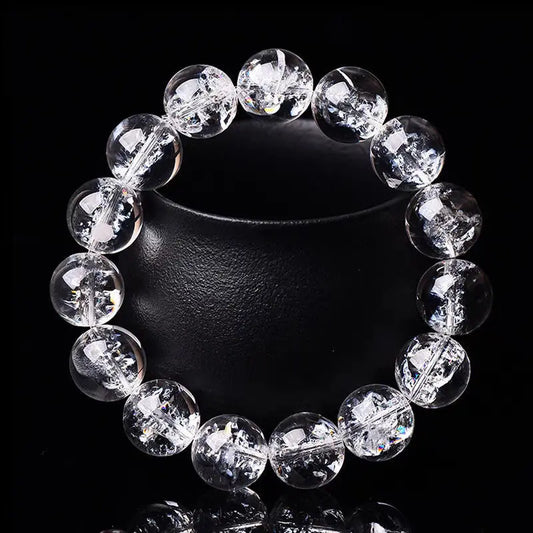 Luckacco Himalayan Natural White Crystal Men's Bracelet Transparent Colorful Crystal Rainbow Jiao Flower Women's HandString Jewelry Gifts