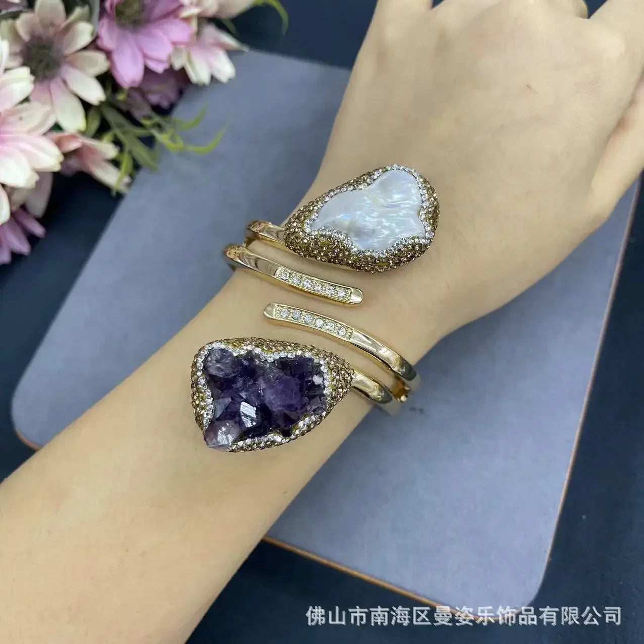 luckacco natural uruguayan amethyst bracelet baroque pearl bracelet live broadcast hot-selling jewelry wholesale jewelry