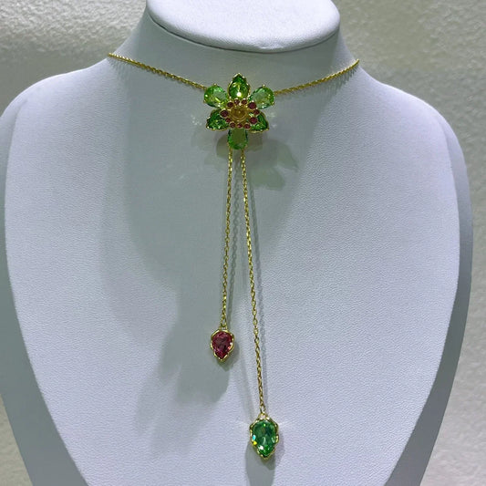 Luckacco Flower Crystal Boutique Irregular Original Jewelry Set New Color Earring Exquisite Necklace Ring Bracelet Wedding Gift for Women