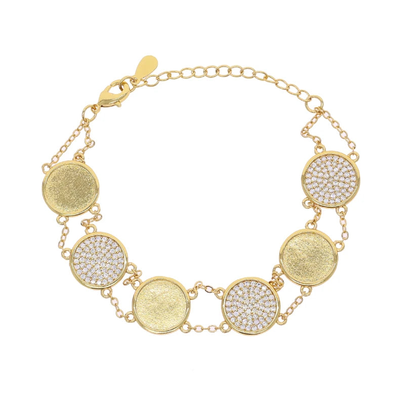 luckacco 2025 new bling popular round zircon necklace cz paved  necklace   gold color fashion jewelry gift for women