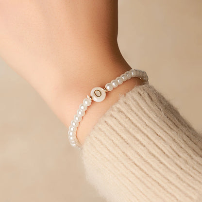 Luckacco New Fashion 26 Letter Bracelet Women Temperament Handmade Simulated Pearl Bead Bracelet For Women Jewelry Gift