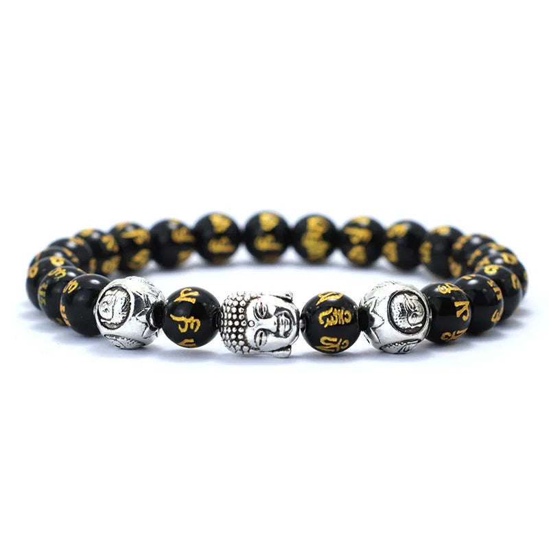 luckacco minimalist men bracelet natural 8mm stone vintage buddha braclet homme meditation yoga jewelry lava tiger eyes beaded braslet