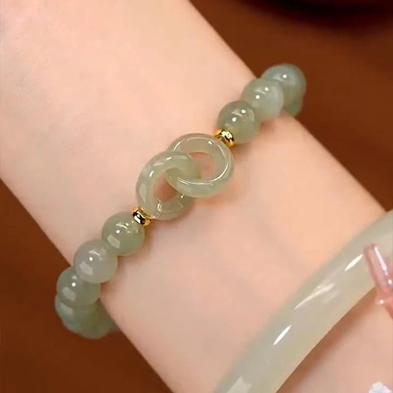luckacco summer valentine's day gift love heart jade beads charm bracelet for women girl fashion natural bracelet to love jewelry gifts