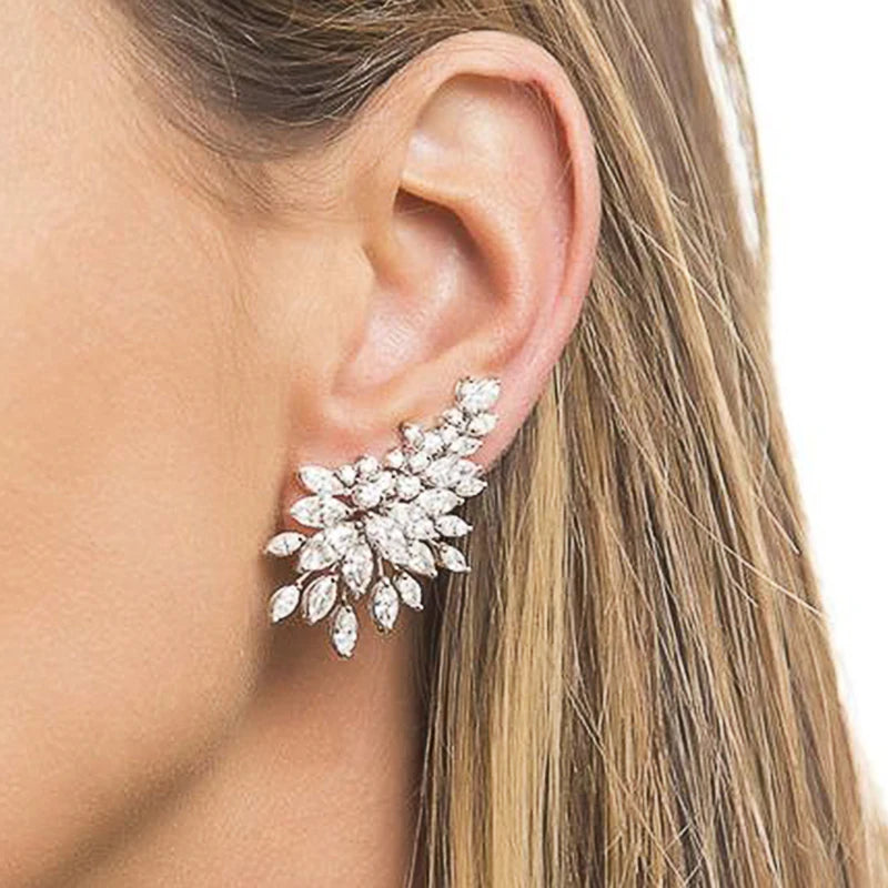 luckacco daily picks sparkling women's cubic zirconia stud earrings gorgeous female wedding party fashion ear piercing accessories new jewelry