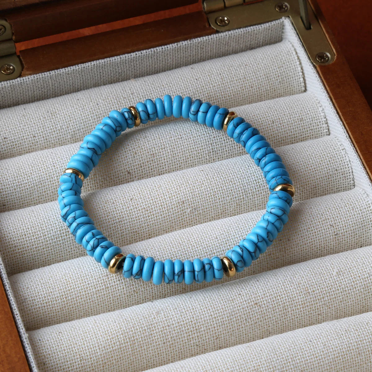 luckacco summer cool elastic bracelet color beads dopamine girl versatile natural stone bead trend 2024 new