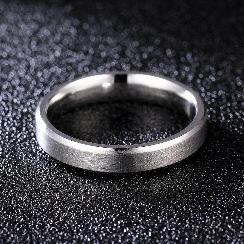luckacco 4-8mm dull polish silver color titanium ring for men and women personalized ring customize engraved