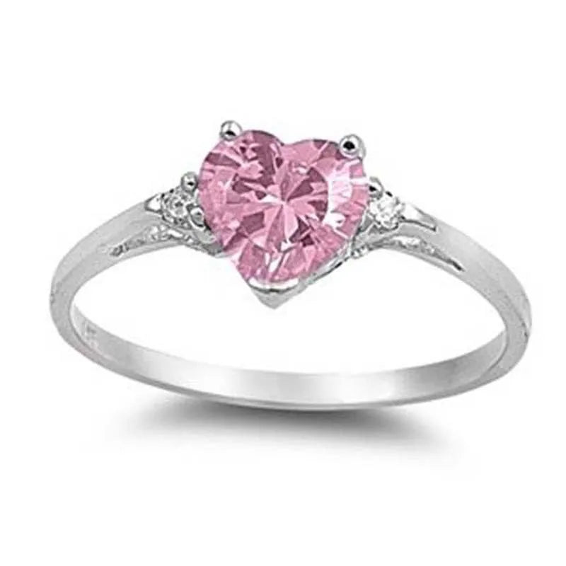 luckacco pink cubic zirconia ring suitable for women's engagement wedding luxury accessories sparkling silver fashion jewelry