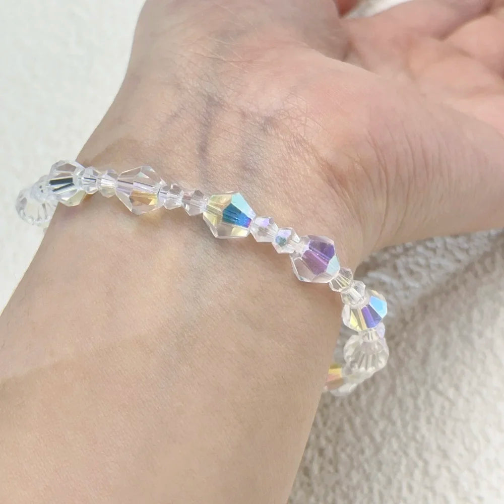 luckacco shiny crystal cube bracelet for women square glass bracelet sparkles exquisite luxury silver color fashion jewelry gift kah154