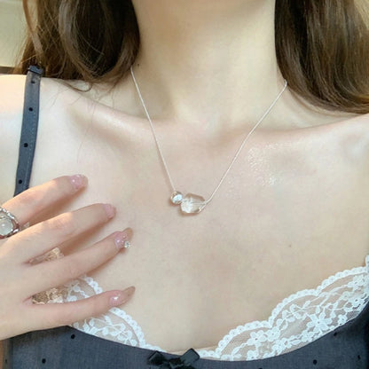 Luckacco New Trendy Fashion 925 Silver Pearl Simple Elegant Thin Chain Pendant Necklace for Women Girl Jewelry Dropship