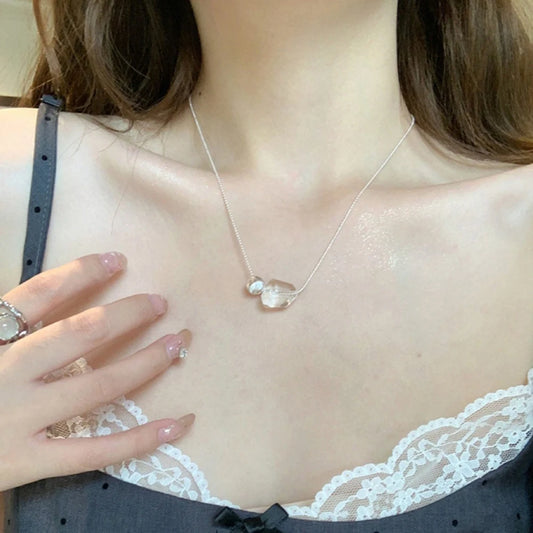 Luckacco New Trendy Fashion 925 Silver Pearl Simple Elegant Thin Chain Pendant Necklace for Women Girl Jewelry Dropship