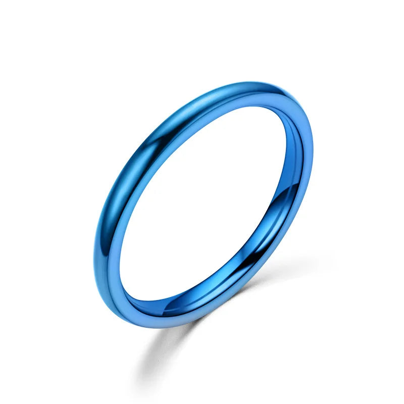 luckacco 2mm thin stainless steel rings rose gold fashion simple titanium steel rings for women girl gifts
