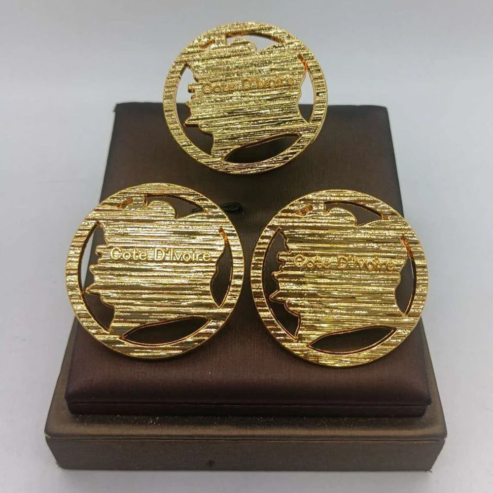 luckacco african gold plated earrings and ring jewelry set for women new design earrings and finger ring set for brazilian jewellery gift