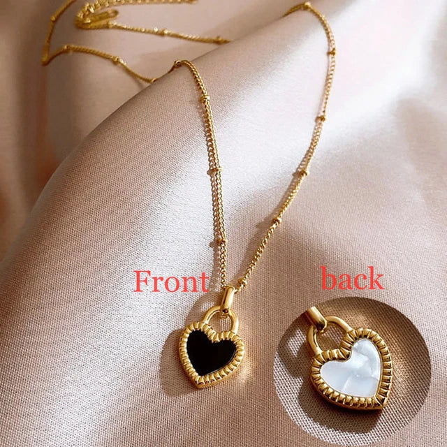 luckacco korean fashion pearl chain choker necklace for women girls 2022 trend jewelry heart pendant necklace bridal engagement
