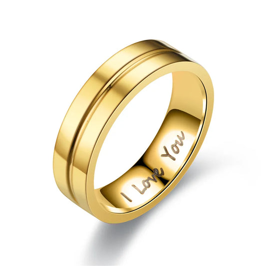 Luckacco Fashion Stainless Steel Couple Engagement Rings for Women Men Crystal I LOVE YOU Ring 2022 Wedding Jewelry Accessories Gifts