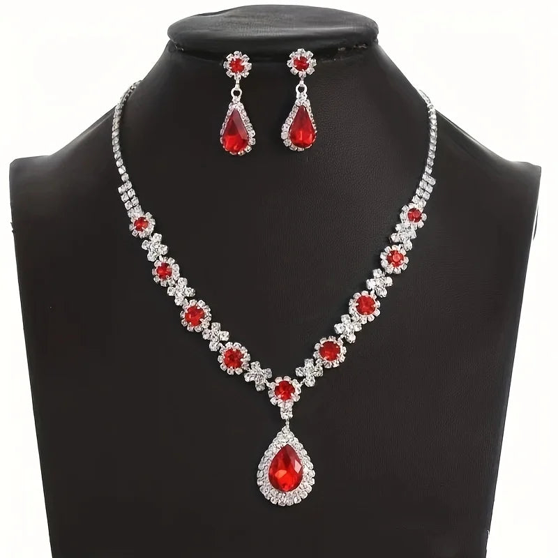 luckacco 3-piece women's claw chain series geometric droplet earrings necklace set wedding banquet party holiday gift 8056