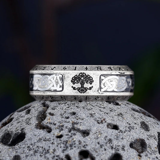 Luckacco Valentine's day Gift Nordic Viking Tree Of life Rings For Men Stainless Steele Vintage Celtic Knot Ring Amulet Jewelry