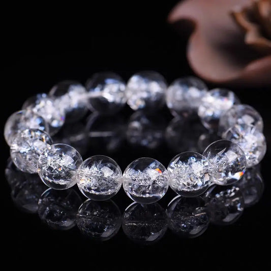 Luckacco Himalayan Natural White Crystal Men's Bracelet Transparent Colorful Crystal Rainbow Jiao Flower Women's HandString Jewelry Gifts