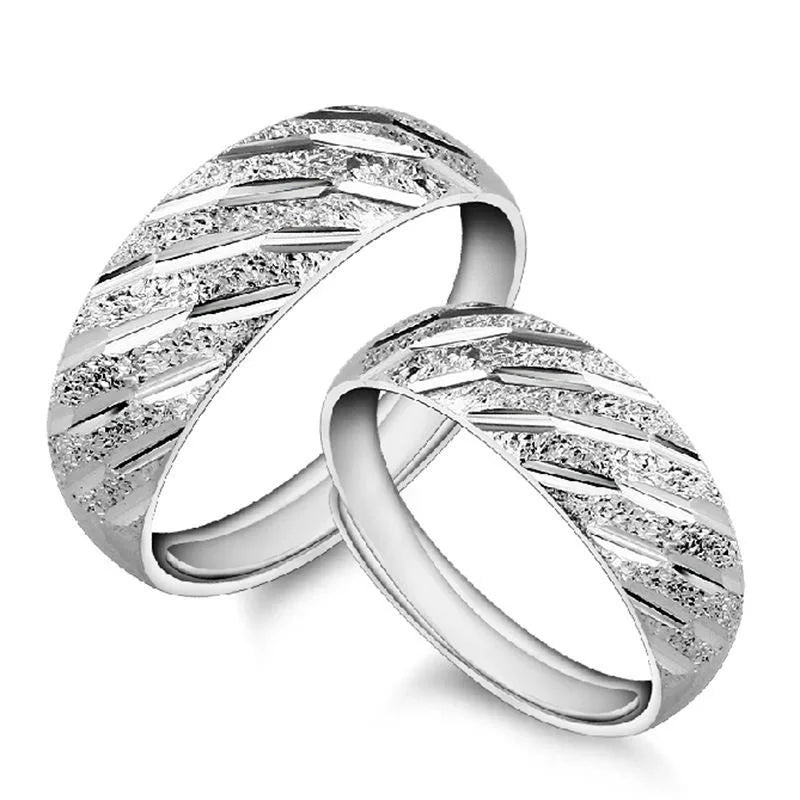 luckacco high-quality couple wedding ring for woman men 2pcs love heart zircon adjustable rings fashion stainless steel engaged jewelry
