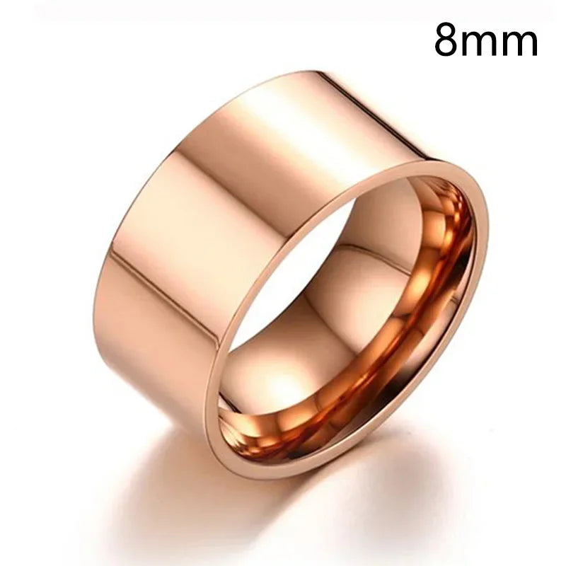 luckacco 6/8mm smooth customized stainless steel silver color ring for women men custom engrave name logo lover couple charm jewelry gift
