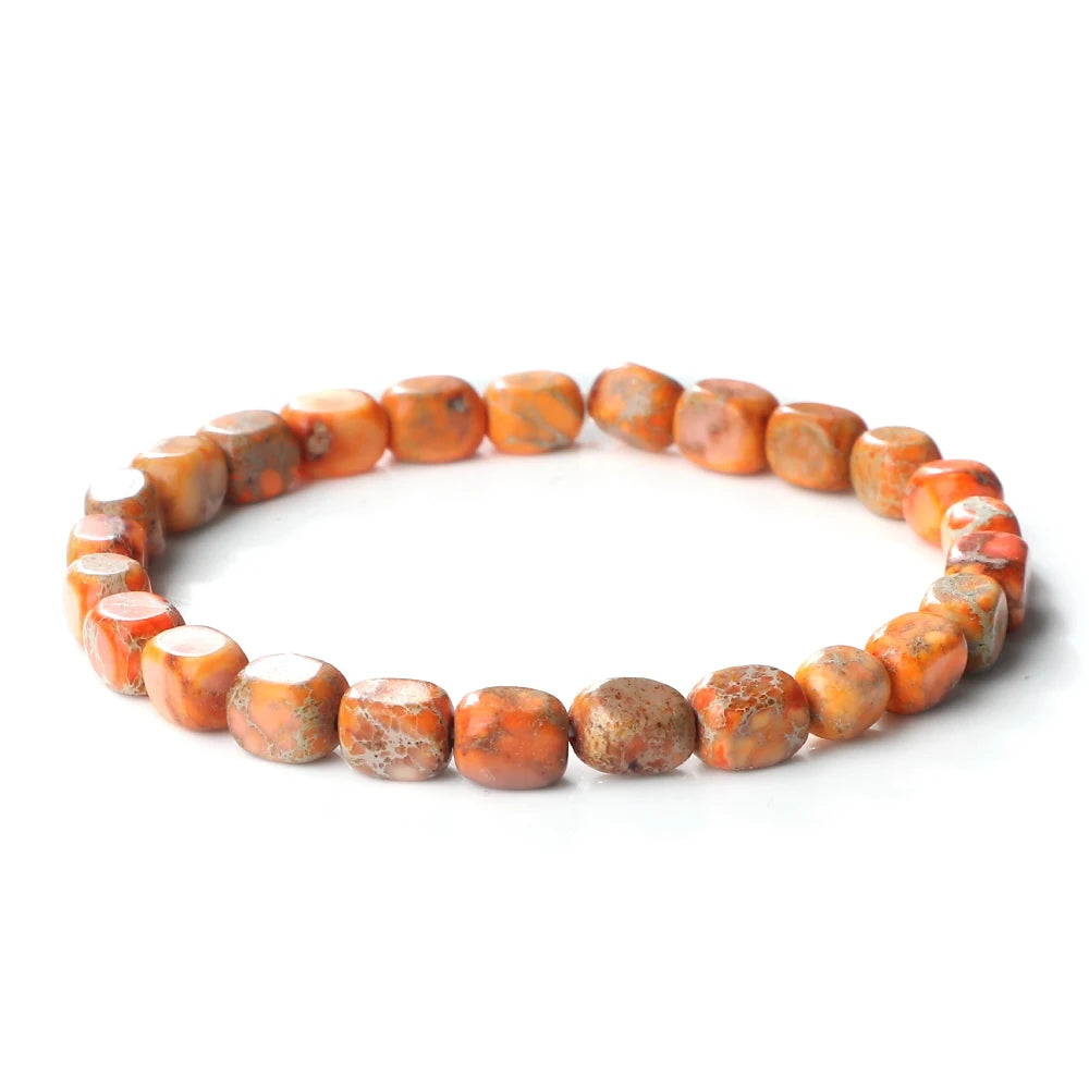 luckacco bohemian natural stone beaded bracelets colorful emperor stone elastic bangle women men couple friendship handmade jewelry gifts