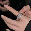 Luckacco 2024 Silver Color Rhinestone Ring Multi-layer Winding Rings for Women Wedding Full Zircon Finger Rings Fashion Jewelry Gifts
