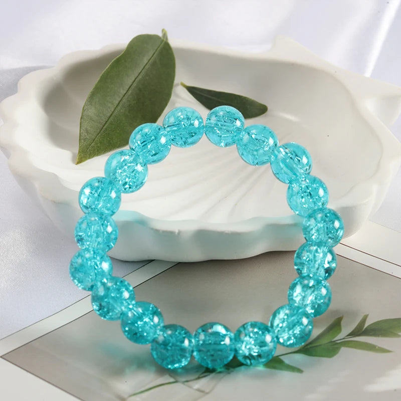 luckacco shinning crystal beads elastic bracelet korean style colorful crystal glass beaded bracelet bangles for women