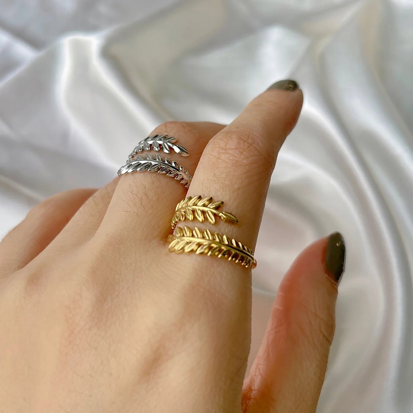 luckacco skyrim new in wheat ears leaf ring boho stainless steel gold color open women rings 2025 trendy jewelry valentine gift