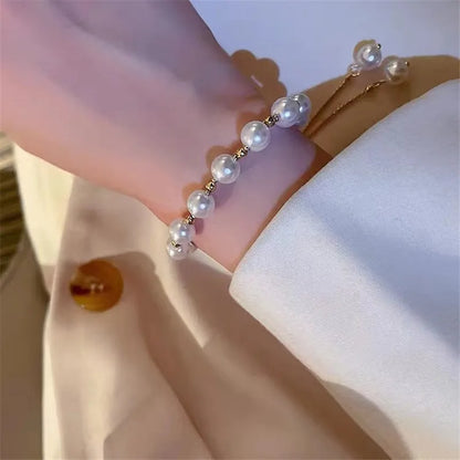 Luckacco LATS New Fashion Unique Design Elegant Delicate Baroque Pearl Bracelet Ladies Premium Jewelry Birthday Party Gift Accessories
