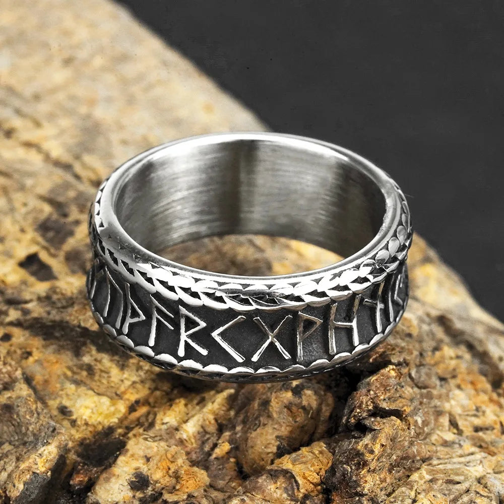 luckacco vintage nordic viking ring stainless steel men ethnic belief odin compass valknut tree of life ring amulet jewelry