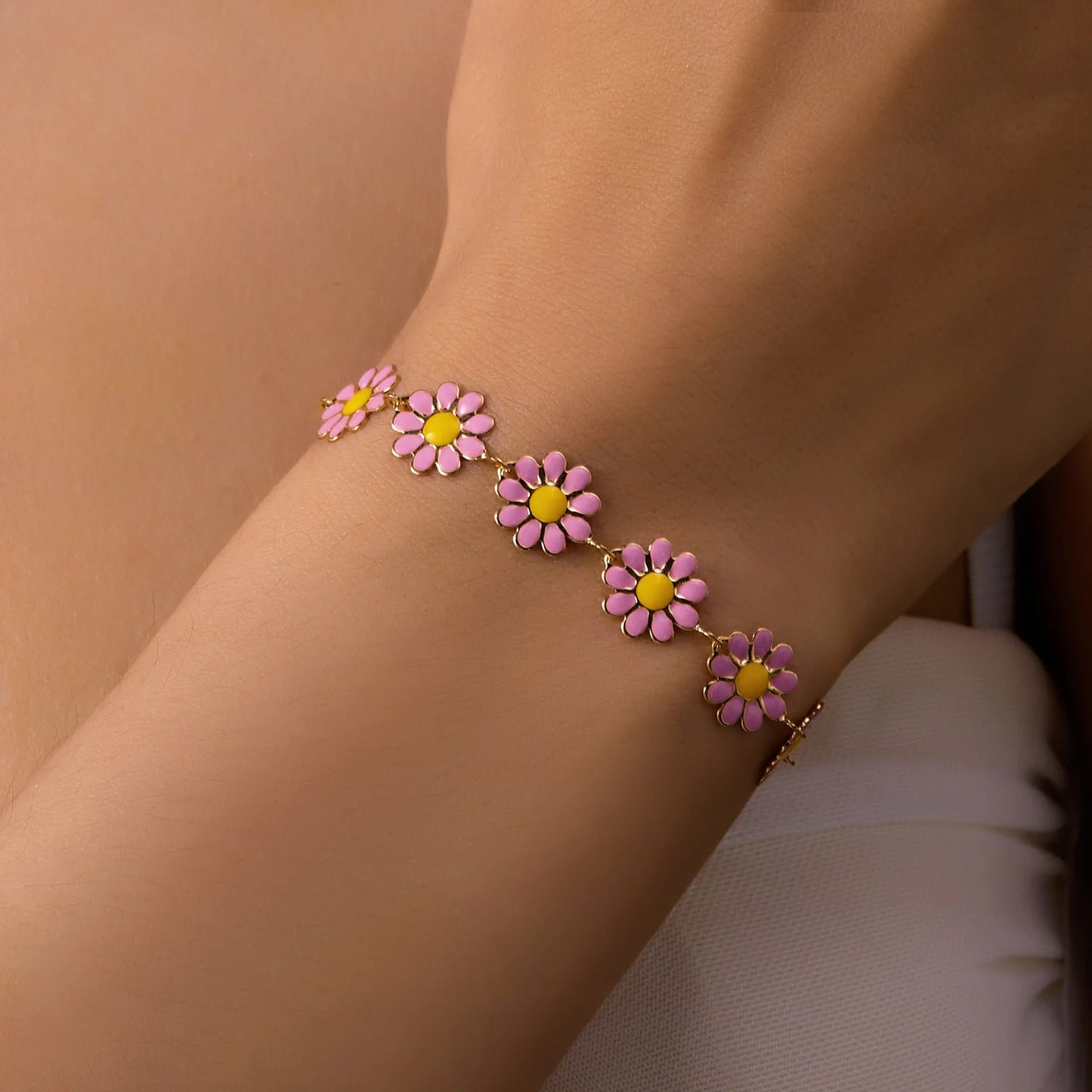 luckacco fashion sweet flower daisy bracelet for women girl y2k accessories handmade colorful beads bracelet boho summer pulseras jewelry