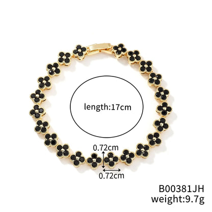 Luckacco Classic Fashion Colored Crystal Flower Lucky Bracelet Women Personalized New Stainless Steel Bracelet Party Jewelry Accessories