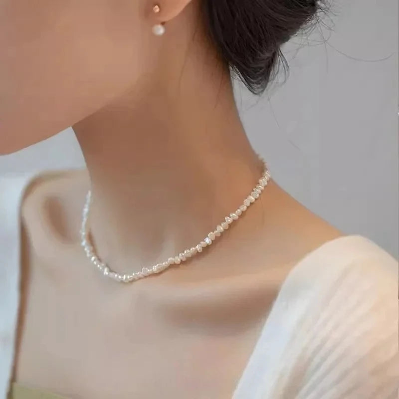 luckacco hengsheng 4-5mm baroque freshwater pearl necklaces 38cm 45cm 50cm 925sterling silver necklaces jewelry gift 2025 new arrivals