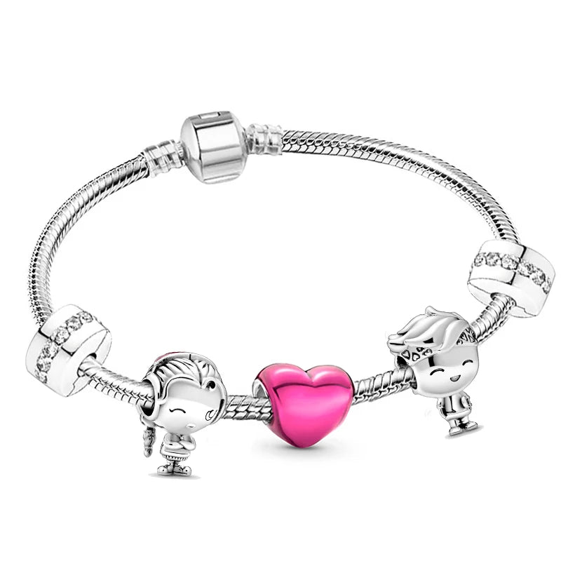 luckacco romantic style jewelry charm bracelets with family love beads bracelet for women couples pulseras jewelry gift special offer