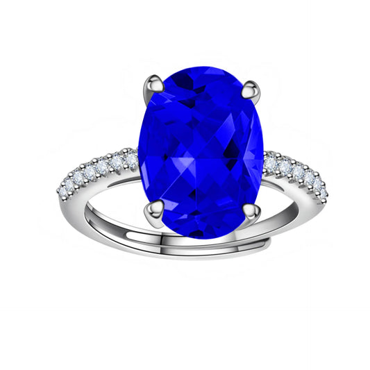 Luckacco 925 Sterling Silver Oval 4ct Lab Diamond Ring for Women – Sparkling Engagement Wedding Band Big Stone Bridal Jewelry Rings