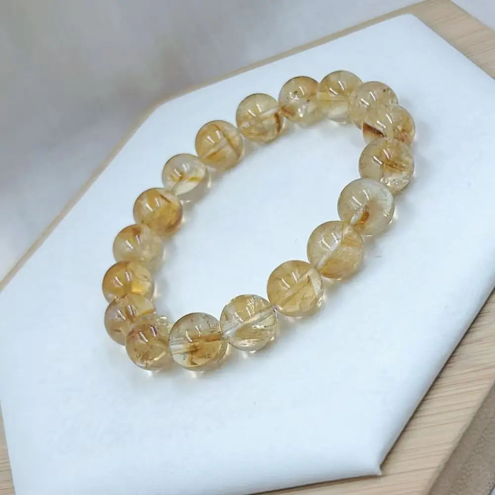 luckacco 10-11mm  female male jewelry natural gemstone yellow quartz lucky energy big round citrine bracelet 7-9inch