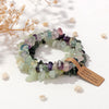 Luckacco 3PCS Natural Chip Stone Bracelet Set Irregular Fluorite Quartzs Stretch Bracelet With Tag Healing Jewelry Gifts For Women Men