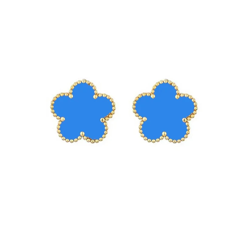 luckacco 14k gold plated five-leaf clover link bracelets white black blue gold red green lucky bracelets jewelry gifts trendy for women