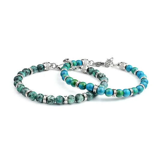 Luckacco Pulseras Hombre Natural Stone Man Beaded Bracelets Homme lapis lazuli Phoenix Stone Men's Bracelets For Men Fathers Day Gifts