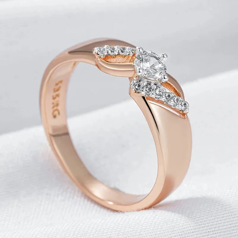 luckacco wbmqda luxury wedding rings for women 585 rose gold silver color mix   fashion creative zircon jewelry accessories